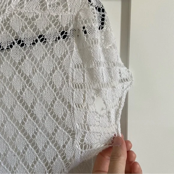 90s Y2K Le Chateau White Open Knit Cardigan - Picture 5 of 9